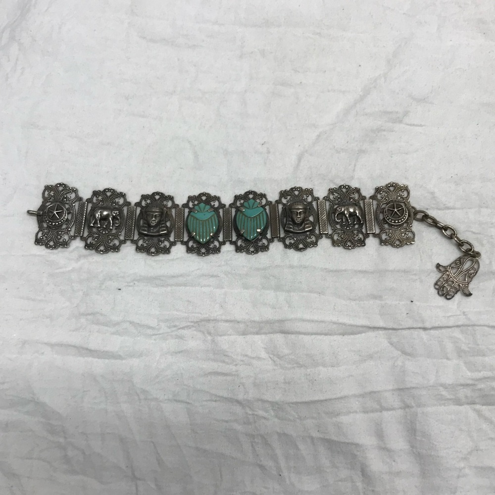 Vintage Turkish Silver SCARAB Bracelet Presented at 1923 World Fair in Paris